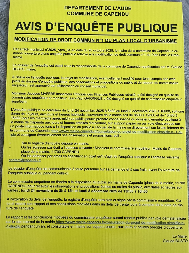 Avis d'enquête publique